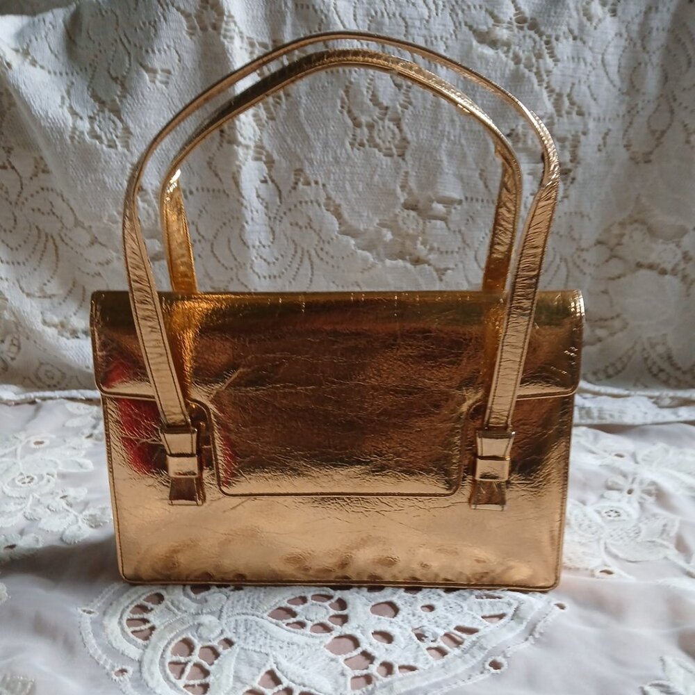 Vintage Elizabeth Arden Gold Evening Bag-Matching Coin Purse & Original Mirror